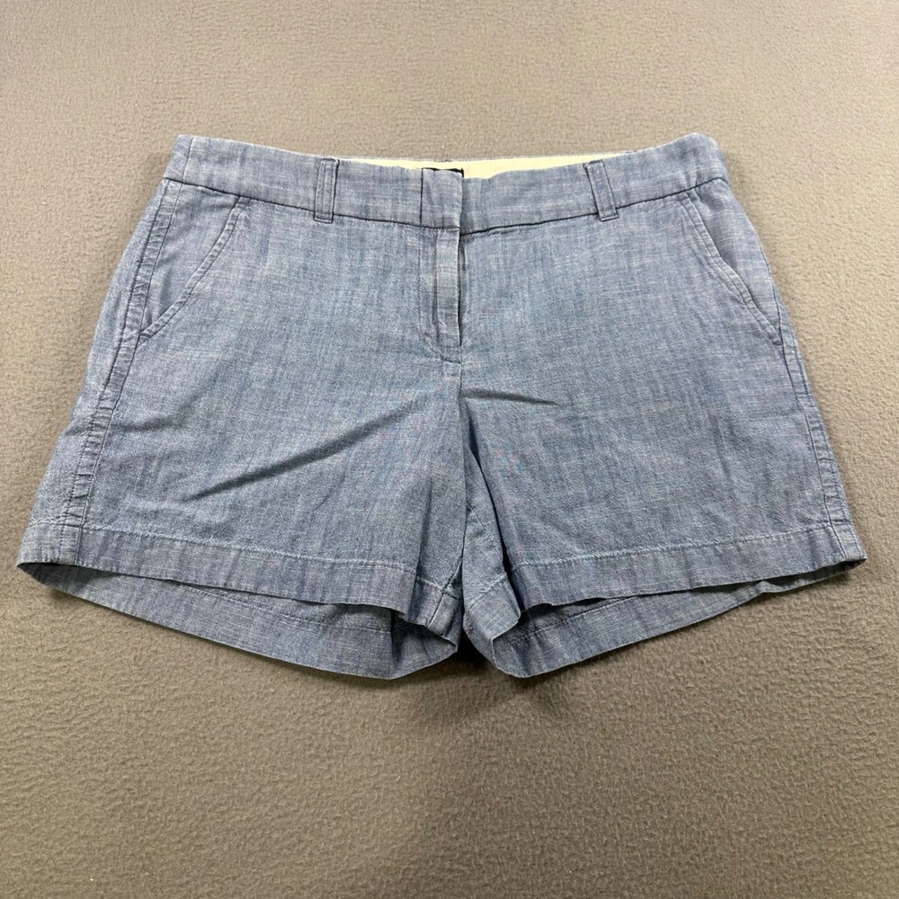 J.Crew Womens Blue Chambray Cotton Chino Shorts Size 6 5 Inch Inseam Casual